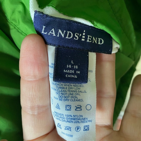 Boys: LANDS END: Reservable Coat Vest/Solid Green or Green/Navy EUC- Sz L 14-16 - Picture 6 of 7